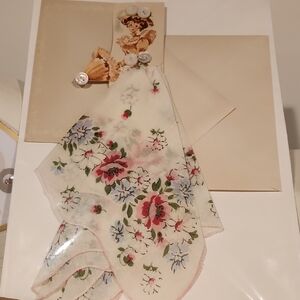 Vintage Floral Handkerchief with Multicolor Design